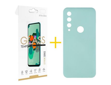 Pack 1 Película 2.5D + Funda SKYHE por Huawei Y6P Silicona Líquida Verde-Água