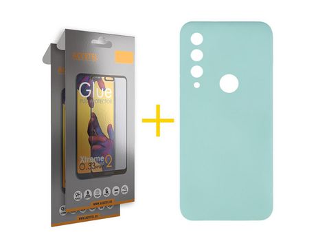 Pack 2 X Protector de Vidrio Templado Full + Funda ACCETEL para Huawei Y6P Silicona Líquida Verde-Agua