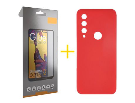 Pack 1 Película Full + Funda SKYHE por Huawei Y6P Silicona Líquida Rojo
