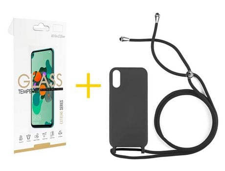 Pack 1 Película 2.5D + Funda SKYHE por Xiaomi Redmi 9AT Gel con Cordón Negro