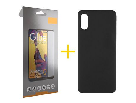 Pack 1 Película Full + Funda SKYHE por Xiaomi Redmi 9AT Silicona Líquida Negro
