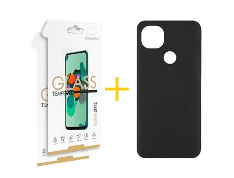 Pack 2 Películas 2.5D + Funda SKYHE por Xiaomi Redmi 9C NFC Silicona Líquida Negro
