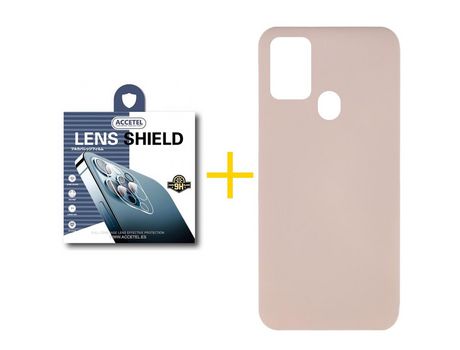 Pack 1 X Protector de Cámara trasera + Funda ACCETEL para Samsung Galaxy A21s Silicona Líquida Rosa