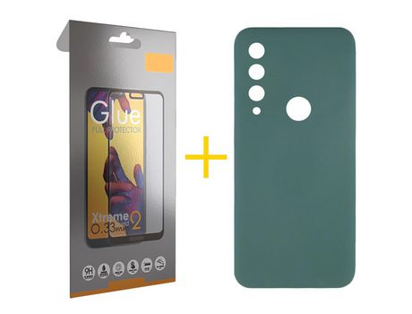 Pack 1 Película Full + Funda SKYHE por Huawei Y6P Silicona Líquida Verde