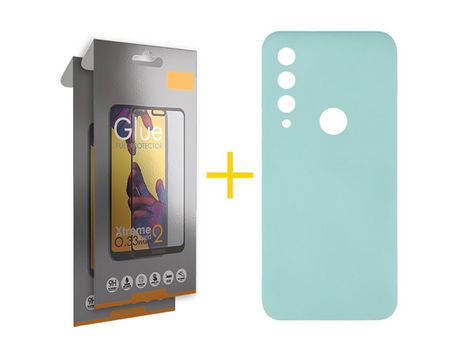 Pack 2 Películas Full + Funda SKYHE por Huawei Y6P Silicona Líquida Verde-Água