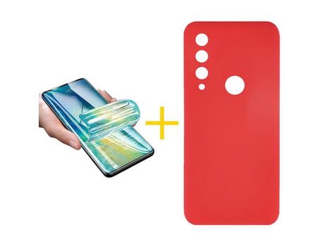 Pack 1 Película + Funda SKYHE por Huawei Y6P Silicona Líquida Rojo