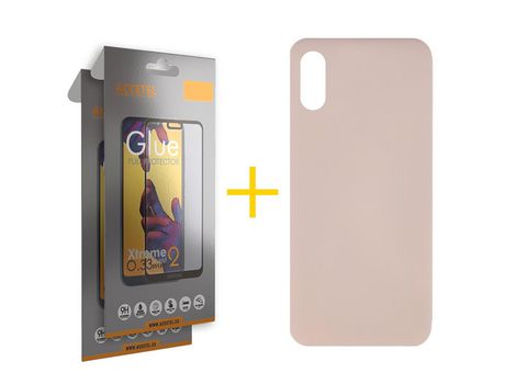 Pack 2 X Protector de Vidrio Templado Full + Funda ACCETEL para Xiaomi Redmi 9A Silicona Líquida Rosa