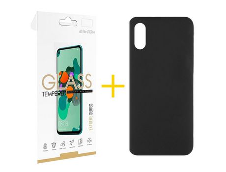 Pack 1 Película 2.5D + Funda SKYHE por Xiaomi Redmi 9AT Silicona Líquida Negro