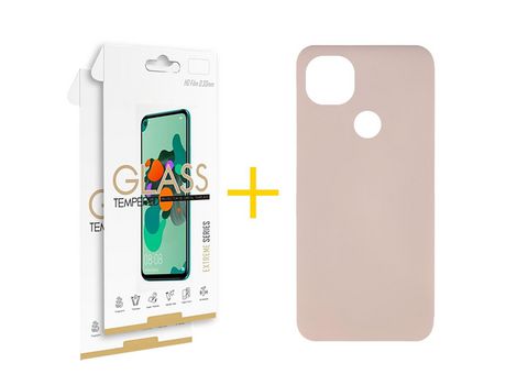 Pack 2 Películas 2.5D + Funda SKYHE por Xiaomi Redmi 9C NFC Silicona Líquida Rosa