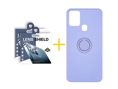 Pack 2 X Protector de Cámara trasera + Funda ACCETEL para Samsung Galaxy A21s Gel O-Ring Morado