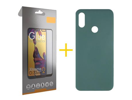 Pack 1 Película Full + Funda SKYHE por Huawei Y6 2019 Silicona Líquida Verde