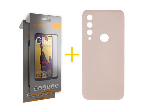 Pack 2 X Protector de Vidrio Templado Full + Funda ACCETEL para Huawei Y6P Silicona Líquida Rosa