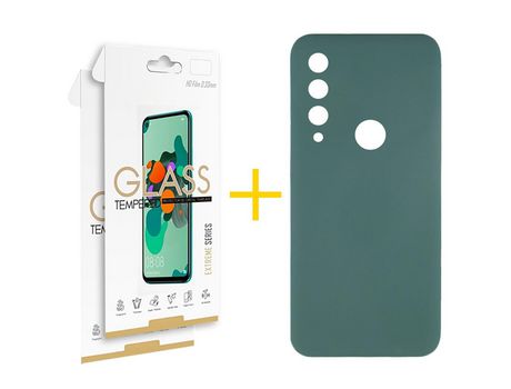 Pack 2 Películas 2.5D + Funda SKYHE por Huawei Y6P Silicona Líquida Verde