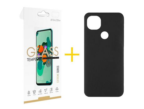 Pack 1 Película 2.5D + Funda SKYHE por Xiaomi Redmi 9C NFC Silicona Líquida Negro
