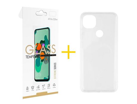 Pack 1 Película 2.5D + Funda SKYHE por Xiaomi Redmi 9C NFC Silicona Líquida Incoloro Clear