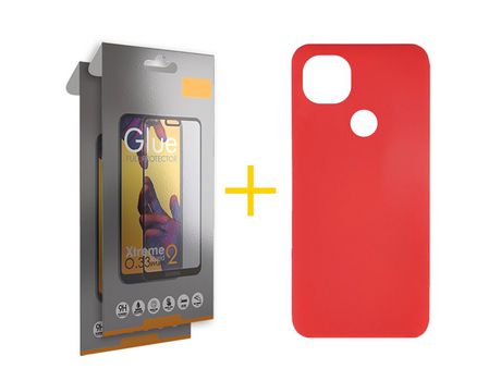 Pack 2 Películas Full + Funda SKYHE por Xiaomi Redmi 9C NFC Silicona Líquida Rojo