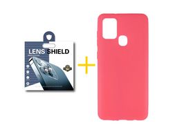 Pack 1 Película de Cámara trasera + Funda SKYHE por Samsung Galaxy A21s Silicona Liso Rosa