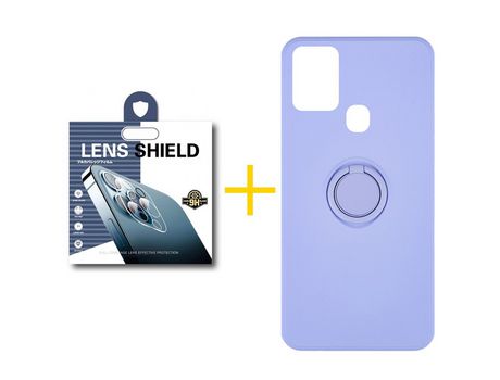 Pack 1 Película de Cámara trasera + Funda SKYHE por Samsung Galaxy A21s Gel O-Ring Morado