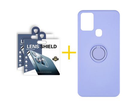 Pack 2 Películas de Cámara trasera + Funda SKYHE por Samsung Galaxy A21s Gel O-Ring Morado