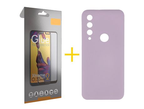 Pack 1 Película Full + Funda SKYHE por Huawei Y6P Silicona Líquida Morado