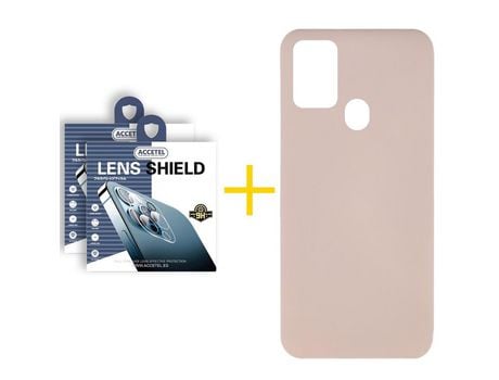 Pack 2 X Protector de Cámara trasera + Funda ACCETEL para Samsung Galaxy A21s Silicona Líquida Rosa