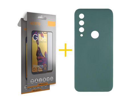 Pack 2 X Protector de Vidrio Templado Full + Funda ACCETEL para Huawei Y6P Silicona Líquida Verde