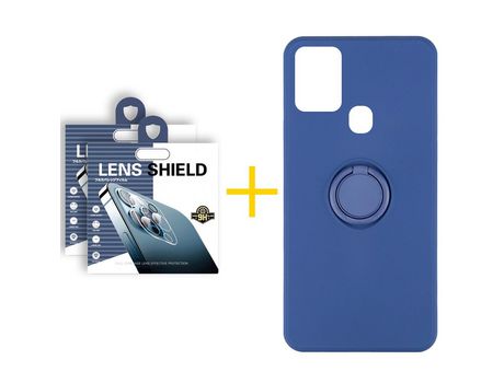 Pack 2 Películas de Cámara trasera + Funda SKYHE por Samsung Galaxy A21s Gel O-Ring Azul