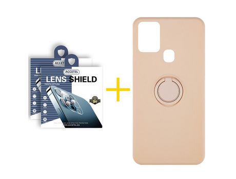Pack 2 X Protector de Cámara trasera + Funda ACCETEL para Samsung Galaxy A21s Gel O-Ring Rosa Pastel