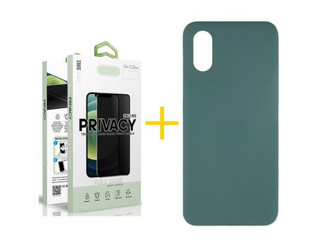 Pack 1 Película Antiespia + Funda SKYHE por Huawei Y5 2019 Silicona Líquida Verde