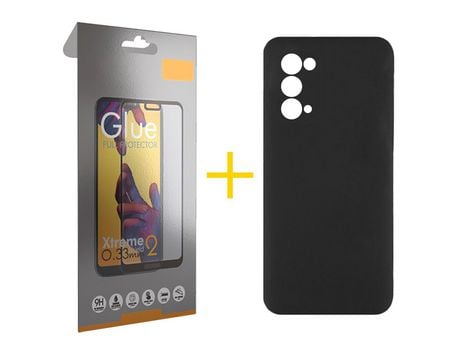 Pack 1 Película Full + Funda SKYHE por Oppo A74 5G Silicona Líquida Negro