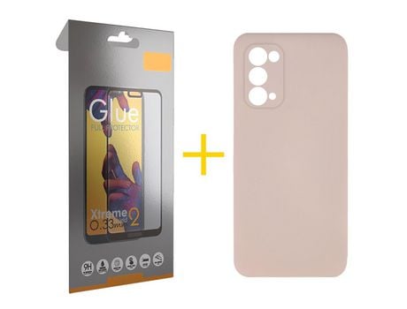 Pack 1 Película Full + Funda SKYHE por Oppo A74 5G Silicona Líquida Rosa