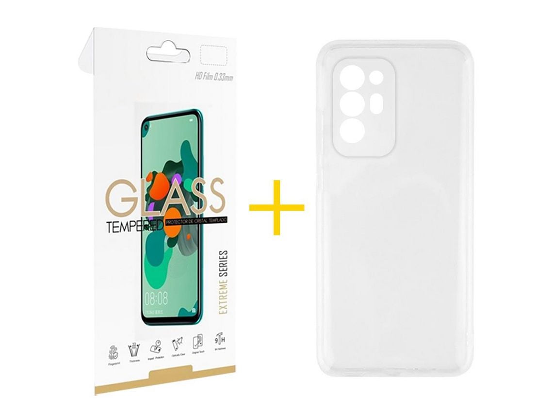 Pack 1 Película 2.5D + Funda SKYHE por Oppo A94 5G Silicona Líquida Incoloro Clear