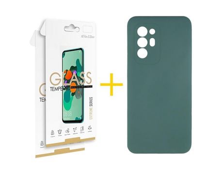 Pack 2 Películas 2.5D + Funda SKYHE por Oppo A94 5G Silicona Líquida Verde