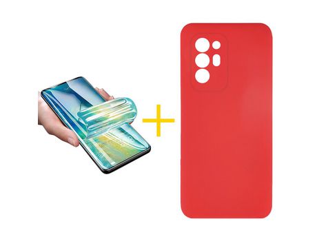Pack 1 Película + Funda SKYHE por Oppo A94 5G Silicona Líquida Rojo