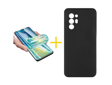 Pack 1 Película + Funda SKYHE por Oppo A94 5G Silicona Líquida Negro