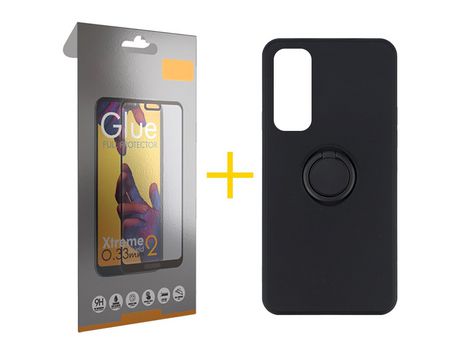 Pack 1 Película Full + Funda SKYHE por Huawei P Smart 2021 Gel O-Ring Negro