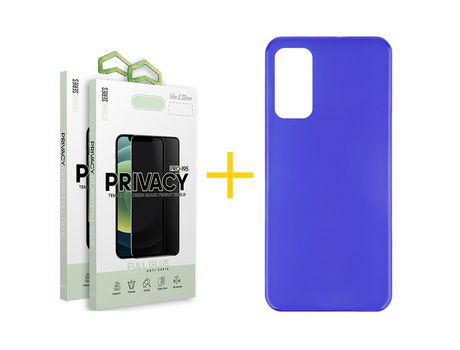 Pack 2 Películas Antiespia + Funda SKYHE por Huawei P Smart 2021 Silicona Liso Azul