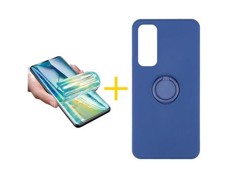 Pack 1 X Protector de Vidrio Templado Hidrogel + Funda ACCETEL para Huawei P Smart 2021 Gel O-Ring Azul