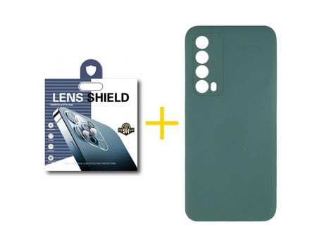 Pack 1 Película de Cámara trasera + Funda SKYHE por Huawei P Smart 2021 Silicona Líquida Verde