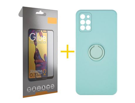 Pack 1 Película Full + Funda SKYHE por Samsung Galaxy A31 Gel O-Ring Verde-Auga