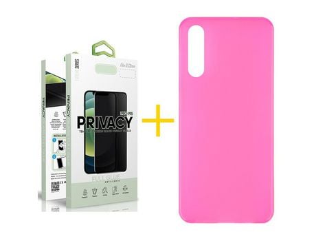 Pack 1 Película Antiespia + Funda SKYHE por Samsung Galaxy A70 Silicona Liso Rosa