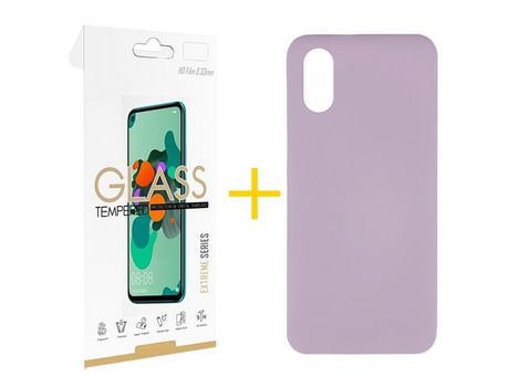Pack 1 Película 2.5D + Funda SKYHE por Huawei Y5 2019 Silicona Líquida Morado