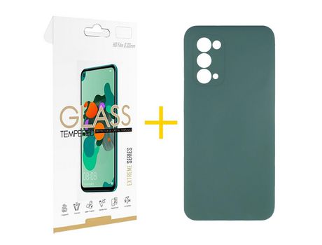 Pack 1 Película 2.5D + Funda SKYHE por Oppo A54 5G Silicona Líquida Verde