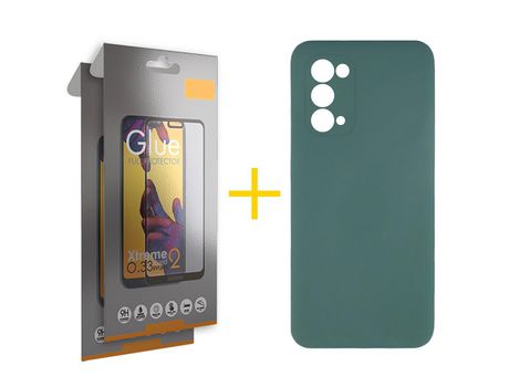 Pack 2 Películas Full + Funda SKYHE por Oppo A54 5G Silicona Líquida Verde