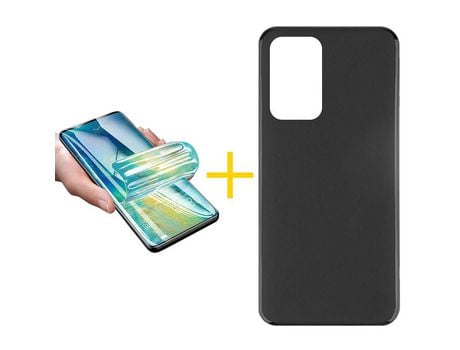 Pack 1 X Protector de Vidrio Templado Hidrogel + Funda ACCETEL para Oppo A74 5G Silicona Liso Negro