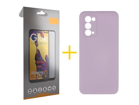 Pack 1 Película Full + Funda SKYHE por Oppo A74 5G Silicona Líquida Morado