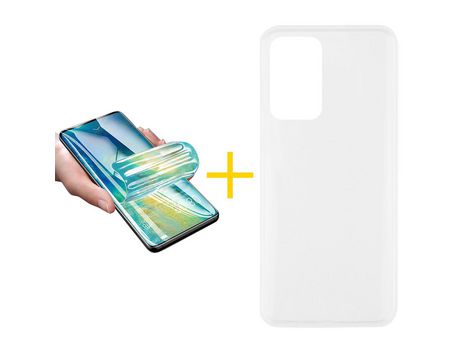 Pack 1 X Protector de Vidrio Templado Hidrogel + Funda ACCETEL para Oppo A54 5G Silicona Liso Transparente Clear