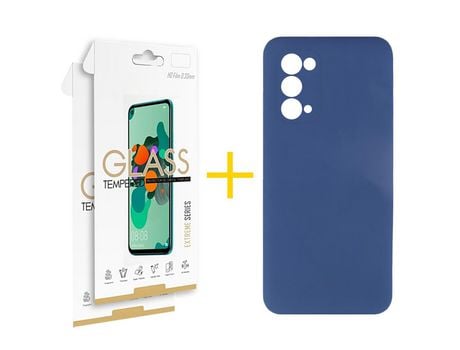 Pack 2 Películas 2.5D + Funda SKYHE por Oppo A74 5G Silicona Líquida Azul
