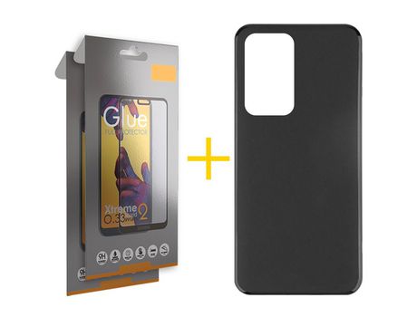 Pack 2 Películas Full + Funda SKYHE por Oppo A94 5G Silicona Liso Negro