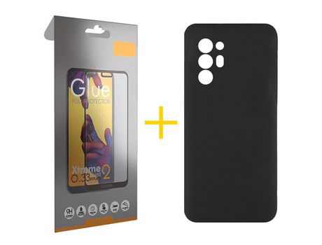 Pack 1 Película Full + Funda SKYHE por Oppo A94 5G Silicona Líquida Negro